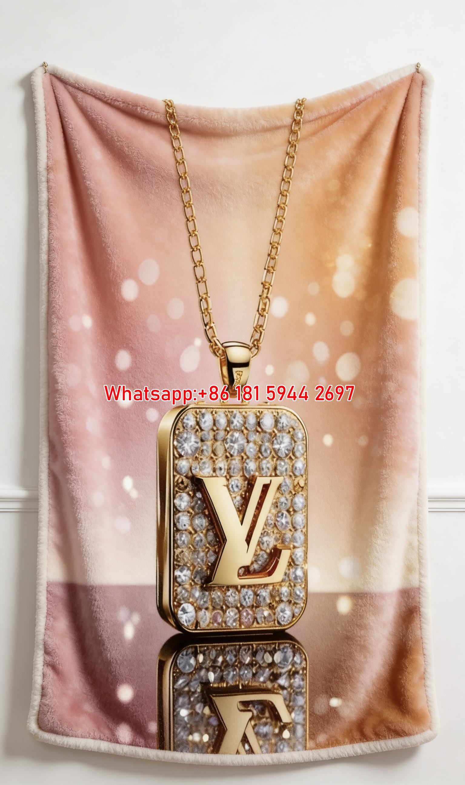 Sparkle LV Pendant Blanket Diamond LV Necklace Throw 144